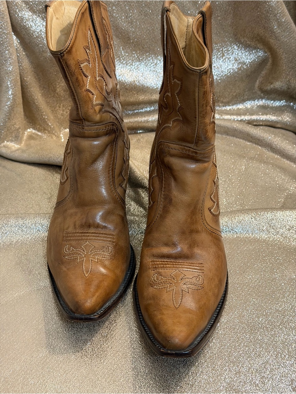 Women’s Charlie Horse Brown Leather Shorty Western Cowboy Boots